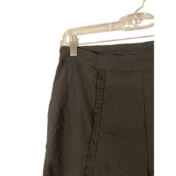 Soft Surroundings Black Ruffled Seam Side Zip Career Ankle Pants Women Sz MP - Picture 7 of 9